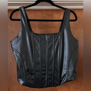 Express Black Faux Leather Top